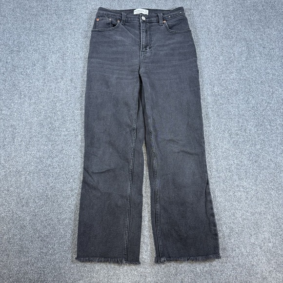Abercrombie & Fitch Denim - Abercrombie & Fitch Jeans Womens 25/0 Black 90s Straight Ultra High Rise Raw Hem